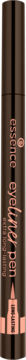 Eyeliner w pisaku Essence 020 Brown, długotrwały, ciemnobrązowy, z miedzianym paskiem. Widok pionowy.