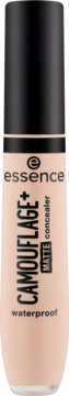 Korektor Essence Camouflage+ Matte w jasnym odcieniu, pionowo, z czarną nakrętką, widok z przodu.