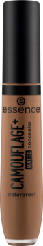 essence CAMOUFLAGE+ MATTE 230 wodoodporny korektor w płynie, neutralny opalony odcień, widok z przodu.