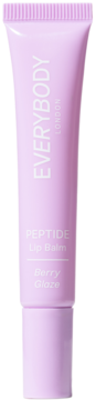 Liliowy balsam do ust Everybody London Peptide Berry Glaze w tubce, widok z przodu. Tekstura wygładzona.