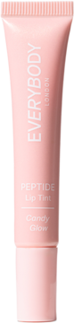 Peptydowy tint do ust Everybody London Candy Glow w jasnoróżowej tubce, widok z przodu, lekko pod kątem.
