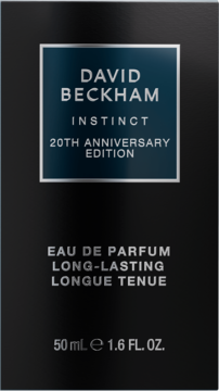 David Beckham Instinct 20th Anniversary, woda perfumowana 50ml, długotrwała, czarne pudełko, front.
