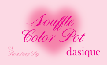 Różowa grafika promocyjna Dasique Souffle Color Pot 05 Roasting Joy, kremowy róż do ust i policzków.