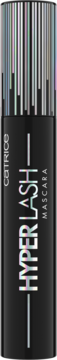 Mascara Catrice HYPERLASH w czarnej butelce z holograficzną nakrętką i logo, pionowe ujęcie z przodu.