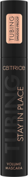 Czarny Catrice Tubing Stay In Place Volume Mascara 010 Panda-Proof Black, smukłe opakowanie, widok z przodu.