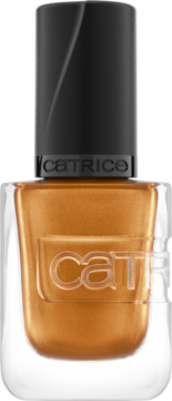 Żelowy lakier do paznokci Catrice Gel Affair w kolorze Copper Cabana, miedziano-złoty, połyskujący, z przodu.