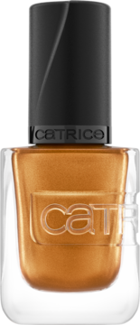 Żelowy lakier do paznokci Catrice Gel Affair w kolorze Copper Cabana, miedziano-złoty, połyskujący, z przodu.