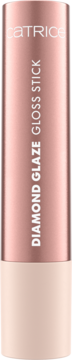 Catrice Diamond Glaze Gloss Stick, różowo-złoty błyszczyk w sztyfcie z pionowym napisem, widok z przodu.