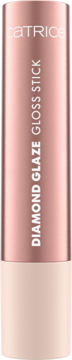 Pionowe ujęcie błyszczyka Catrice Diamond Glaze Gloss Stick w dwukolorowym opakowaniu: różowo-beżowym.