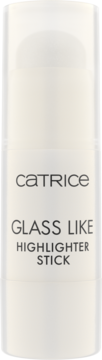 Biały sztyft rozświetlający Catrice Glass Like Highlighter Stick 010 Keep It Glassy, z przodu, z szarym napisem.