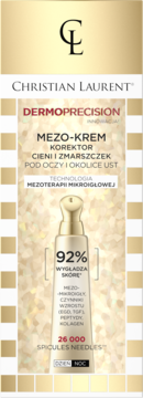 Christian Laurent Mezo-krem korektor pod oczy i usta z mikroigłami, złoto-białe opakowanie, widok z przodu.