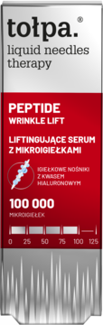 tołpa. liquid needles therapy serum, czerwono-srebrne opakowanie, napis PEPTIDE WRINKLE LIFT, 100 000 mikroigiełek.