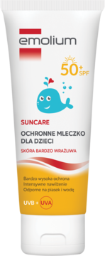 EMOLIUM Suncare ,mleczko przeciwsłoneczne dla dzieci, SPF 50+,przód