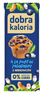DOBRA KALORIA A la Muffin Jagodowy ,baton z nerkowców,przód