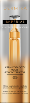 Dermika Imperial Limitless Skin Care krem pod oczy w eleganckim, szaro-złotym opakowaniu, widok z przodu.