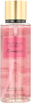 Victoria's Secret Romantic, różowa mgiełka 250 ml w butelce z przezroczystego szkła, złota zakrętka, przód.