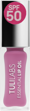 Nawilżający olejek do ust Tuli Labs Essential, Wonder Pink, w przezroczystej butelce z filtrem SPF 50.