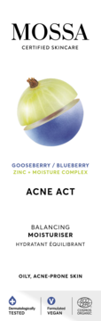 MOSSA BY MADARA Acne Act ,krem do twarzy, równoważąco-nawilżający, Agrest i Borówka,przód