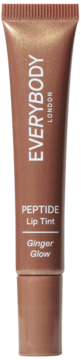 Peptide Lip Tint Everybody London Ginger Glow, miedziana tubka z błyszczącymi drobinkami, nawilżający, widok z przodu.