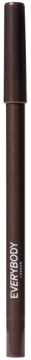 Ciemnobrązowa kredka do oczu Satin Kajal Dark Chocolate. Cylindryczny kształt, z widocznym napisem EVERYBODY.