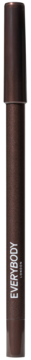 Ciemnobrązowa kredka do oczu Satin Kajal Dark Chocolate. Cylindryczny kształt, z widocznym napisem EVERYBODY.