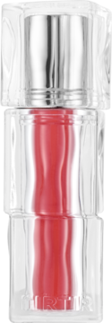 Mini nawilżający tint TIRTIR Waterism Glow Tint Rose Bell, intensywny różowo-czerwony kolor w przezroczystej obudowie, widok z przodu.