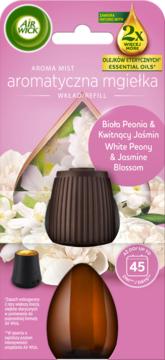 Air Wick Aroma Mist Biała Peonia & Jaśmin, 2x olejki eteryczne, wkład, widok z przodu.