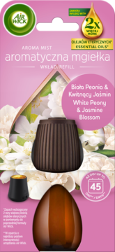Air Wick Aroma Mist Biała Peonia & Jaśmin, 2x olejki eteryczne, wkład, widok z przodu.