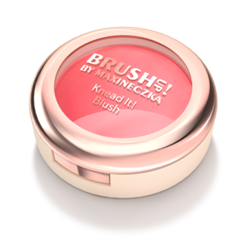 Róż do policzków BRUSH! by Maxineczka Knead It! Blush, odcień Cool Flush, w okrągłym kompakcie, widok z góry.