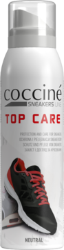 Biały spray Cocciné Top Care do sneakersów, ochrona i pielęgnacja, z grafiką buta i napisem Neutral, widok z przodu.