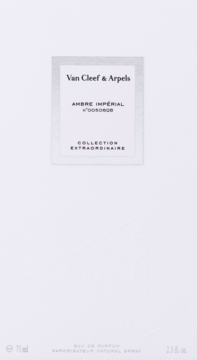 Białe opakowanie Van Cleef & Arpels Ambre Impérial Collection Extraordinaire, Eau de Parfum, widok z przodu.