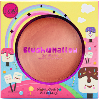 Róż J.CAT BEAUTY Blush-Mallow 108 Honey Me, kremowo-pudrowy, brzoskwiniowy, w kolorowym opakowaniu.