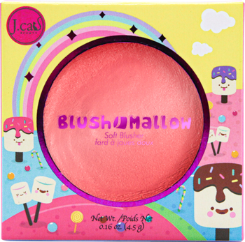 Róż do policzków J.CAT BEAUTY Blush-Mallow 110 Just Blushing, brzoskwiniowy soft-matte, w pudełku candy design.