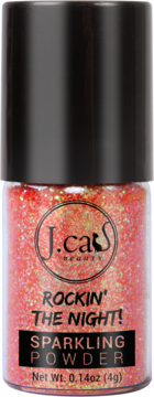 J.cat Beauty Rockin' The Night! tangerine sparkling powder w zamkniętym opakowaniu, widok z przodu.