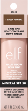 E.L.F. Halo Glow ,tint do twarzy, nawilżający, SPF 50, nr 13 Deep Neutral,przód