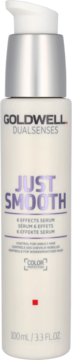 Goldwell Dualsenses Just Smooth 6 Effects Serum, jasnobeżowa butelka z pompką, widok z przodu.
