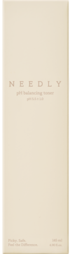 NEEDLY pH balancing toner w jasnobeżowym, pionowym opakowaniu z ciemnym tekstem na froncie.