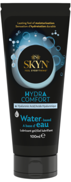 Czarna tuba żelu SKYN Hydra Comfort, nawilżający, na bazie wody z kwasem hialuronowym, 100ml, widok z przodu.