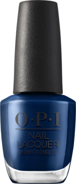 OPI Nail Lacquer IndiGO off, głęboki, błyszczący niebieski lakier do paznokci, butelka z czarną zakrętką.