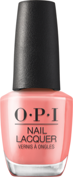 OPI Nail Lacquer Cotton Candied Clawz w bladoróżowej butelce z czarną nakrętką, widok z przodu.