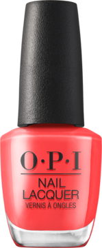 Lakier do paznokci OPI Nail Lacquer w koralowym odcieniu Blushin’ Pride, błyszczące wykończenie, widok z przodu.