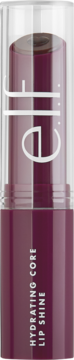 e.l.f. Hydrating Core Lip Shine, burgundowy balsam w przezroczystej tubce, widok z przodu, z widocznym sercem.