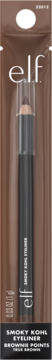 Kredka e.l.f. Smoky Kohl Eyeliner w odcieniu Brownie Points (True Brown), czarno-brązowa, w przezroczystym blistrze, widok z przodu.