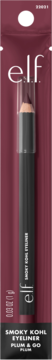 e.l.f. Smoky Kohl Eyeliner Plum & Go, ciemnoszara kredka z fioletową końcówką w blistrze, widok z przodu.
