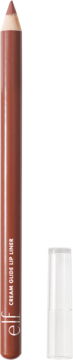 Kremowa konturówka e.l.f. Cream Glide Lip Liner Mauve Aside, pionowo, z ostrą końcówką i białym korkiem.