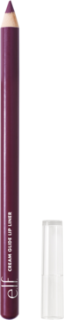 E.l.f. Cream Glide Lip Liner Plum & Get It, śliwkowa konturówka do ust, z ostrzoną końcówką i białą skuwką.