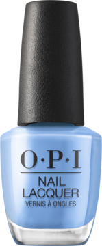OPI lakier do paznokci w odcieniu błękitnym Blue Them All Away, widok z przodu, czarna nakrętka.