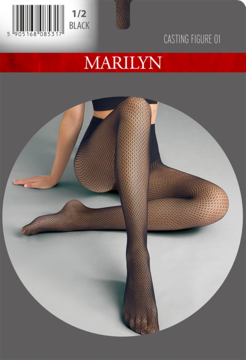MARILYN Casting Figure ,rajstopy, kabaretki, Black, rozm. 1/2,przód