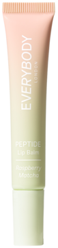 Peptydowy balsam do ust Everybody London Raspberry Matcha, tubka ombre brzoskwiniowo-zielona, widok z przodu.