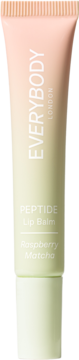Peptydowy balsam do ust Raspberry Matcha Everybody London, w tubce z gradientem róż-zieleń, widok z przodu.